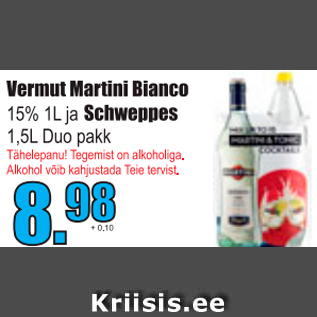 Allahindlus - Vermut Martini Bianco Schweppes