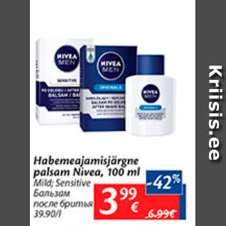 Allahindlus - Habemeajamisjärgne palsam Nivea, 100 ml