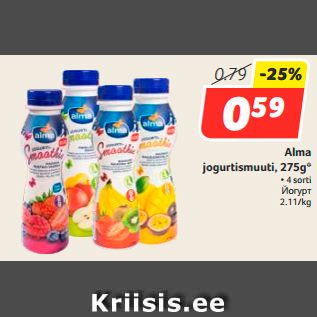 Allahindlus - Alma jogurtismuuti, 275g*