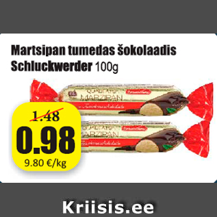 Allahindlus - Martsipan tumedas šokolaadis Schluckwerder 100 g