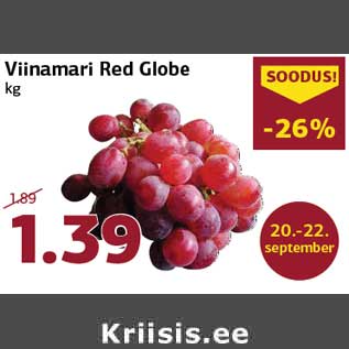Скидка - Красный виноград Red Globe кг