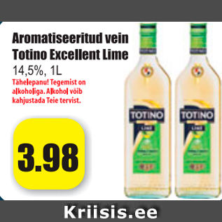 Allahindlus - Aromatiseeritud vein Totino Excellent Lime