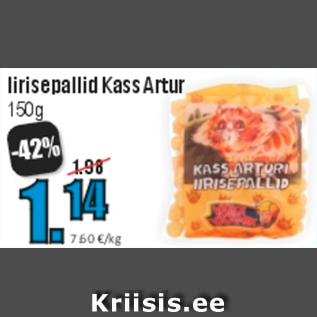 Allahindlus - Iirisepallid Kass Artur 150g