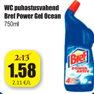 Allahindlus - WC puhastusvahend Bref Power Gel Ocean 750 ml