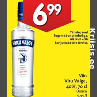 Allahindlus - Viin Viru Valge, 40%, 70 cl