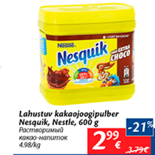 Allahindlus - Lahustuv kakaojoogipulber Nesquik, Nestle, 600 g