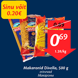 Allahindlus - Makaronid Divella, 500 g