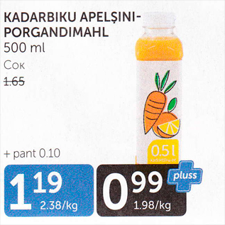 Allahindlus - KADARBIKU APELSINI-PORGANDIMAHL 500 ML