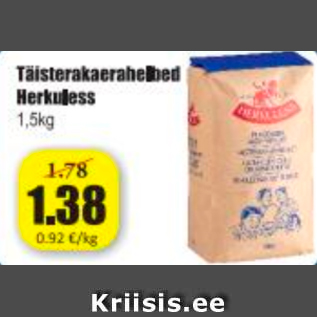 Allahindlus - Täisterakaerahelbed Herkuless 1,5 kg