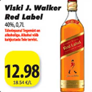 Allahindlus - Viski J.Walker Red Label 40%,0,7L