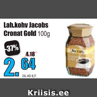 Allahindlus - Lah. kohv Jacobs Cronat Gold 100 g