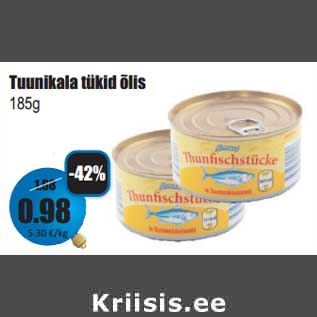 Allahindlus - Tuunikala tükid õlis 185g