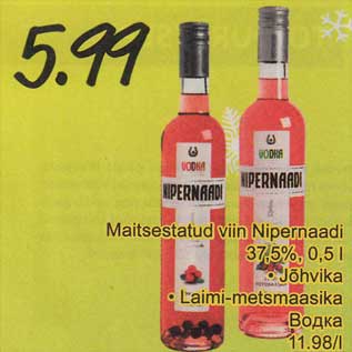 Allahindlus - Maitsestatud viin Nipernaadi 37%, 0,5 l