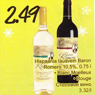 Allahindlus - Hispaania lauavein Baron Romero 10,5%, 0,75 l