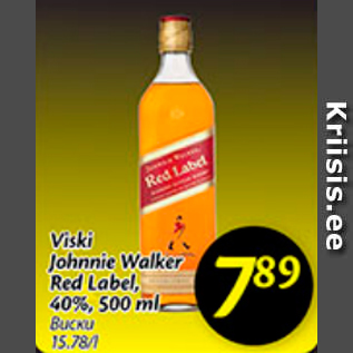 Allahindlus - Viski Johnnie Walker Red Label