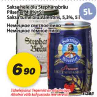 Allahindlus - Saksahele õlu Stephansbräu Pilsener Saksa tume õlu ,Valentins