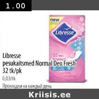 Allahindlus - Libresse pesukaitsmed Normal Deo Fresh 32 tk/pk