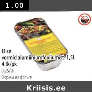 Allahindlus - Elise vormid alumiiniumfooliumist 1,5L 4 tk/pk