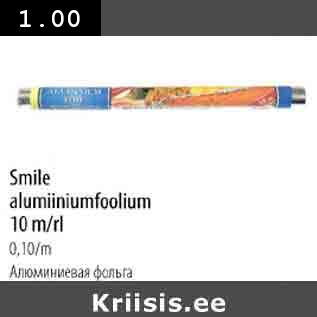 Allahindlus - Smile alumiiniumfoolium l0 m/rl