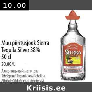 Allahindlus - Мuu piiritusjook Sierra Tequila Silver 38% 50 cl