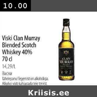 Allahindlus - Viski Clan Murray Blended Scotch Whiskey 40% 70 сl