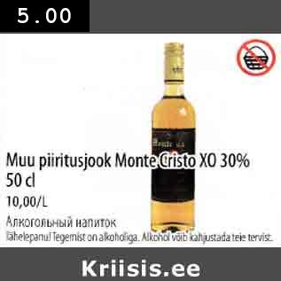 Allahindlus - Мuu piiritusjook Monte Cristo XO 30 % 50 cl