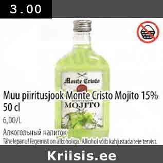 Allahindlus - Muu piiritusjook Monte Cristo Mojito 15% 50 cl