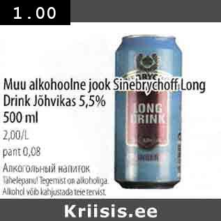 Allahindlus - Muu alkohoolnejook Sinebrychoff Long Drink Jõhvikas 5,5% 500 ml 500 ml