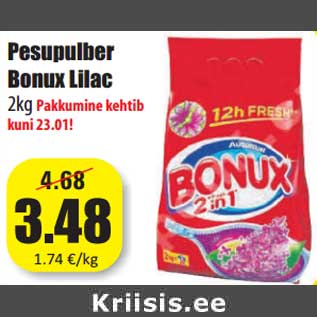 Allahindlus - Pesupulber Bonux Lilac 2kg