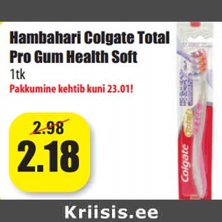 Allahindlus - Hambahari Colgate Total Pro Gum Health Soft 1tk