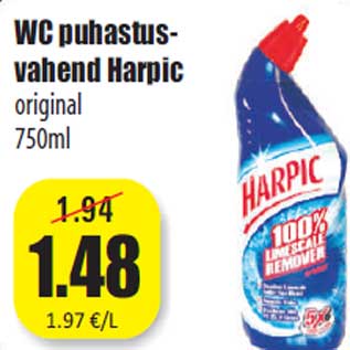 Allahindlus - WC puhastusvahend Harpic original 750ml