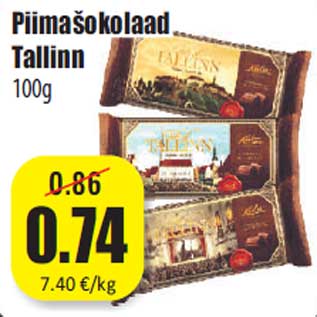 Allahindlus - Piimašokolaad Tallinn 100g