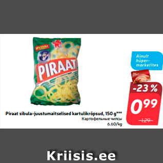 Allahindlus - Piraat sibula-juustumaitselised kartulikrõpsud, 150 g***