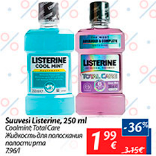 Allahindlus - Suuvesi Listerine, 250 ml