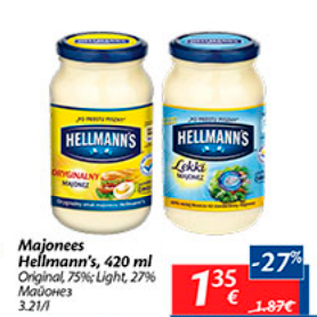 Allahindlus - Majonees Hellmann`s, 420 ml