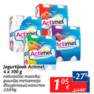 Allahindlus - Jogurtijook Actimel, 4 x 100 g