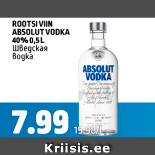 Allahindlus - ROOTSI VIIN ABSOLUT VODKA