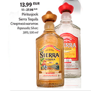 Allahindlus - Piiritusjook Sierra Tequila