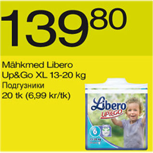 Allahindlus - Mähkmed Libero Up&Go XL 13-20 kg