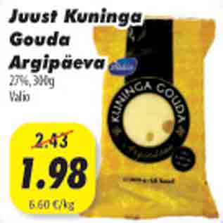 Allahindlus - Juust Kuninga Gouda Argipäeva, 300g