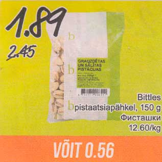 Allahindlus - Bittles pistaatsiapähkel, 150 g