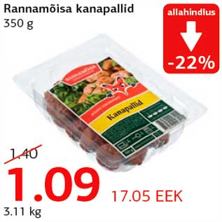 Allahindlus - Rannamõisa kanapallid 350 g