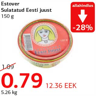 Allahindlus - Estover Sulatatud Eesti juust 150 g