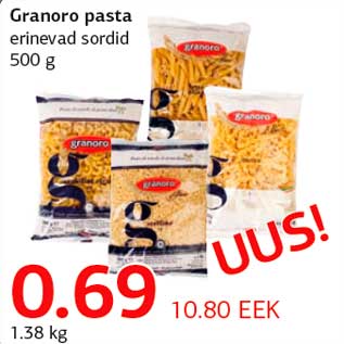 Allahindlus - Granoro pasta erinevad sordid 500 g