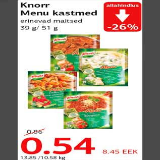 Allahindlus - Knorr Menu kastmed erinevad maitsed 39 g/ 51 g