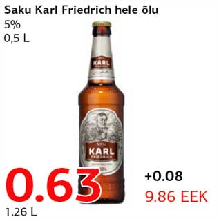 Allahindlus - Saku Karl Friedrich hele õlu 5% 0,5 L