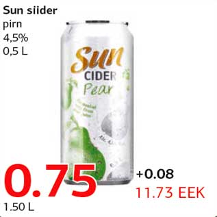 Allahindlus - Sun siider pirn 4,5% 0,5 L