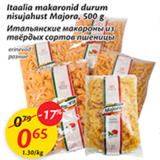 Allahindlus - Itaalia makaronid durum nisujahust Majora, 500 g