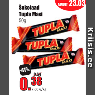 Allahindlus - Šokolaad Tupla Maxi 50g