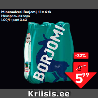 Allahindlus - Mineraalvesi Borjomi, 1 l x 6 tk